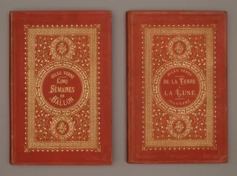 Portada del libro “Cinco semanas en globo” y “De la Tierra a la Luna” por Jules Verne