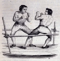 Boxeadores Daniel Mendoza (1764-1836) y Richard Humphries en 1790. Grabado del siglo XIX