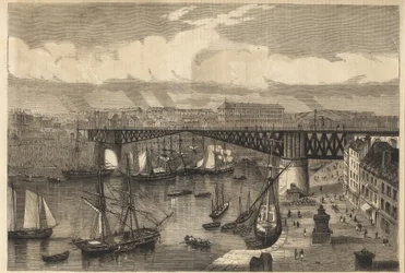 Brest - el gran puente giratorio en 1864 - puente Nacional - puente giratorio