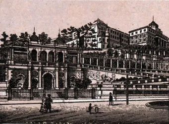 Budapest, Hungría: vista del Bourgbazar. en "El mundo ilustrado 168 vistas" Sin fecha (finales del siglo XIX)