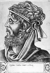 Cayo Valerio Catulo, llamado Catulo (87 - 54 a.C.) Retrato imaginario, grabado del siglo XVII