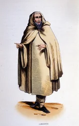 Camaldulense, miembro de una orden religiosa (ermitaño y monje) fundada en el valle de Camaldoli (Toscana) por San Romualdo en 1010. Grabado del siglo XIX