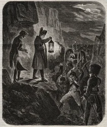 Campaña de Prusia y Polonia: el emperador Napoleón I (1769-1821) en la víspera de la Batalla de Jena y Auerstedt 14/10/1805 - El emperador Napoleón I la noche antes de la Batalla de Jena-Auerstedt contra el ejército prusiano el 14 de octubre de 1805