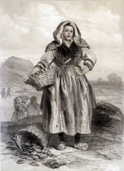 Pescador de ostras de Cancale - litografía