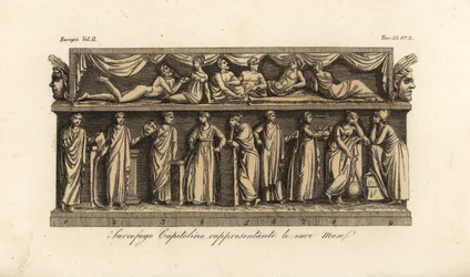 Sarcófago capitolino con bajorrelieve que representa a las Nueve Musas