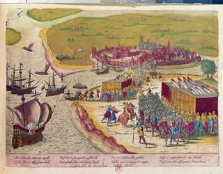 Captura del fuerte de Brielle en 1572 Holanda. Grabado del siglo XVII B.N. París