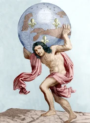 Caricatura de Colbert como Atlas (grabado)