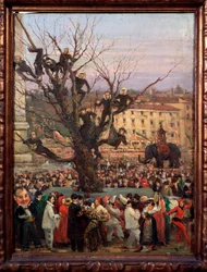 Escena de carnaval en las calles de Roma Pintura anónima. Siglo XIX Roma, Museo del Folklore