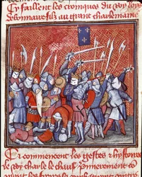 Dinastía carolingia: el rey carolingio Carlos II llamado el Calvo (823-877) durante una batalla
