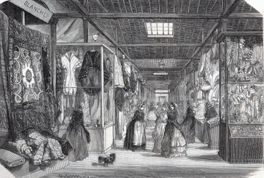 Carré du Palais Royal (Palais-Royal) en París en el siglo XIX - Grabado en “Tableau-de-Paris” por Edmond Texier 1852