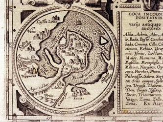 Cartago vista del Golfo de Túnez en un atlas histórico del siglo XVII.