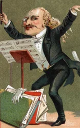 Caricatura de un director de orquesta a finales del siglo XIX.
