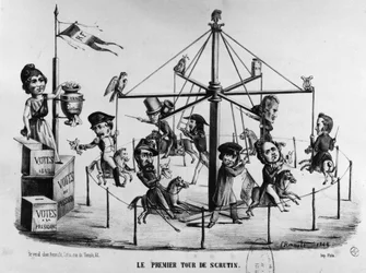 Caricatura sobre la primera vuelta de las elecciones presidenciales de 1848. Luis-Napoleón Bonaparte simbolizado con el águila