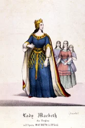 Personaje de Lady Macbeth en la ópera “Macbeth” de Giuseppe Verdi (1813 - 1901) después de la obra de William Shakespeare. 1847. Grabado.