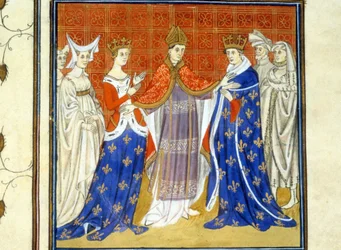 Carlos IV el hermoso y blanco de Borgoña - Miniatura de la Edad Media