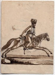 "Jefe (atamán) cosaco" Dibujo anónimo 1818 Dim 11,4x8,2 cm Colección privada