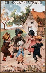 Juego de ronda infantil, publicidad de chocolate Payraud, v. 1895