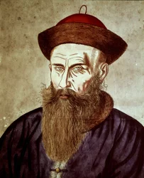 Retrato chino de Johann Adam Schall von Bell (1592 - 1666), misionero jesuita alemán que dirigió el observatorio astronómico en Beijing