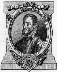 Christophe Plantin. 1514-1589. Impresor de Amberes de origen francés. Grabado del siglo XIX.