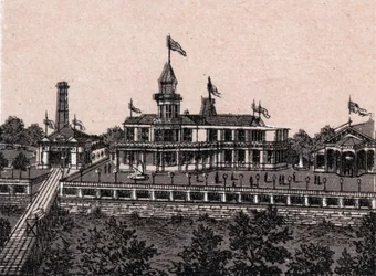 Cincinnati, Estados Unidos: vista de Highland House. En "El Mundo Ilustrado 168 vistas". Sin fecha (finales del siglo XIX).