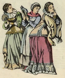 Cenicienta y sus bellas hermanas. Ilustración del cuento de Charles Perrault "Cenicienta o La pequeña zapatilla de cristal"