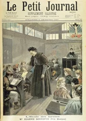 Aula de la escuela de la feria: Premio Montyon a Eugénie Bonnefois - en “Le petit journal” del 5 de diciembre