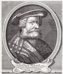 Claudio Ptolomeo (v. 90 - v. 168), astrónomo, matemático y geógrafo griego. Grabado del siglo XIX