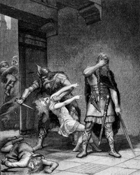 Clotario (Clotario) I (ca. 497-561) y Childeberto I, los reyes francos, asesinaron a dos hijos de su hermano Clodomiro (495-524).