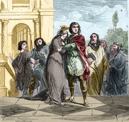 Clodoveo II rey de los francos (c.633-657) compró a Santa Batilde (o Batilde, Bathylle, Beaudour) (626-680).