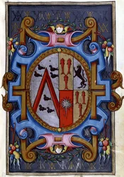 Escudo de armas, "La muerte de Rodomont y su descenso a los infiernos"