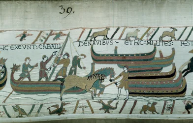 Conquista de Inglaterra por el Duque de Normandía Guillermo el Conquistador (1027-1087) en 1066 (detalle)