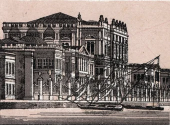 Constantinopla, Turquía: vista del Palacio Imperial en Dolma Baggsche. En "El Mundo Ilustrado 168 vistas". Sin fecha (finales del siglo XIX).