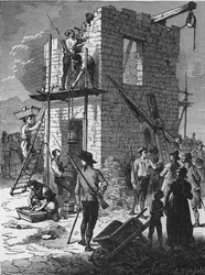 Construcción de una estación de telégrafo en 1793