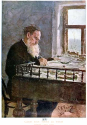 Conde Tolstoy escribiendo - acuarela del natural