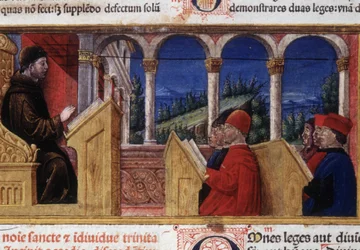 Curso en la Universidad. Manuscrito del siglo XV.