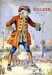 Portada de "Gulliver en los enanos (Lilliputiens)", ilustración del siglo XIX