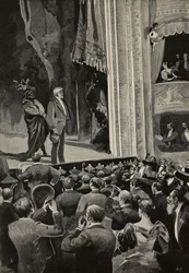Multitud vitoreando a Giuseppe Verdi (1813-1901) al final de la ópera Falstaff, 18 de abril.