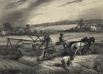 Segadora de Cyrus McCormick de 1831, expuesta en la exposición del Crystal Palace de 1851.