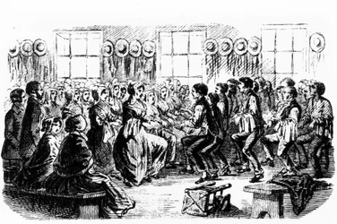 Baile de Shakers. Grabado del siglo XIX
