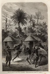 Danza de los Landines o zulúes cafres en Shoupanga (margen derecha del río Zambeze)