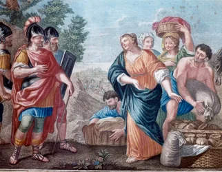 David y Abigail (Abigael, Abigal) Litografía del siglo XIX Milán, colección privada