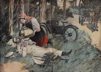 Muerte del Gran Duque Jorge Alexandrovich de Rusia (1871-1899), en Abbas Tuman (Cáucaso) - grabado de Le-Pelerin de 1899