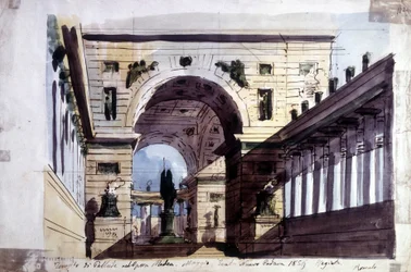 Decoración para la ópera “Medea” de Luigi Cherubini, representando el Templo de Palas Atenea
