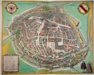 Mapa detallado de la ciudad de Estrasburgo realizado por Abraham Hogenberg (ca. 1608-1653). Grabado del siglo XVII París B.N.