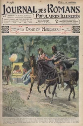 Diana llamada por su esposo mientras cabalga con su amante Bussy. Ilustración de la novela “La Dame de Monsoreau” de Alexandre Dumas. En “Journal of Illustrated Popular Novels”