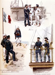 Diferentes uniformes de la Marina Francesa alrededor de 1860