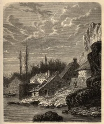 Douarnenez - Finisterre - Bretaña - grabado en “PATRIE - DESCRIPTION PICTURESQUE DE LA FRANCE EN 6 VOLUMES” de Lucien Huard - finales del siglo XIX.