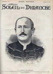 Caso Dreyfus: retrato de Alfred Dreyfus (1859-1935) después de su degradación durante el juicio de Rennes. Grabado en "Le sun-du-dimanche", 13 de agosto