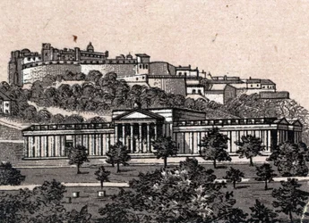 Edimburgo, Escocia: vista de la Galería Nacional de Escocia en Edimburgo. En «El mundo ilustrado en 168 vistas». Sin fecha (finales del siglo XIX)