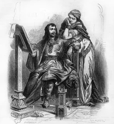 Eginardo (Einhard, Einhart, Einard, 775-840) historiador del período carolingio con Emma (Imma) su esposa